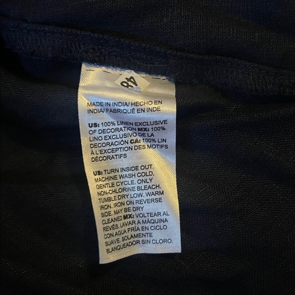 Chico’s casual Navy Blue Embellished Beaded Linen Dress size 8 - Picture 6 of 8